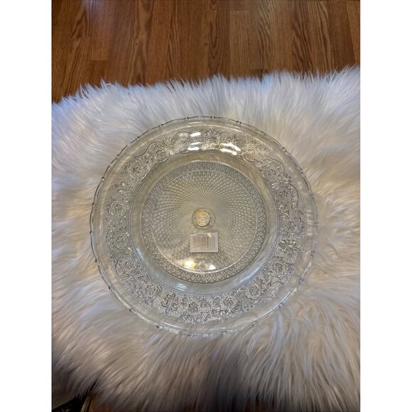 12" Crystal Clear Trellis Glass Platter/Charger Round Decorative Plate NWOB - Picture 7 of 10